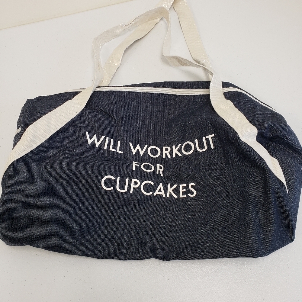 Will Workout for Cupcakes Denim Duffel Bag